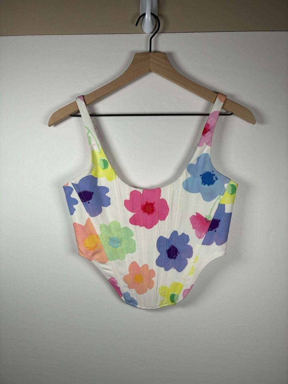 White Fox S Boutique Floral Corset Crop Top White Bustier Coquette Y2K Fairy
